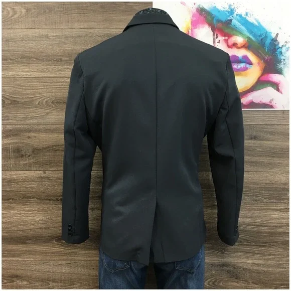 &COLLAR Mens‎ Blazer Sport Coat Casual Jacket Size 46 Performance Suit Stretch